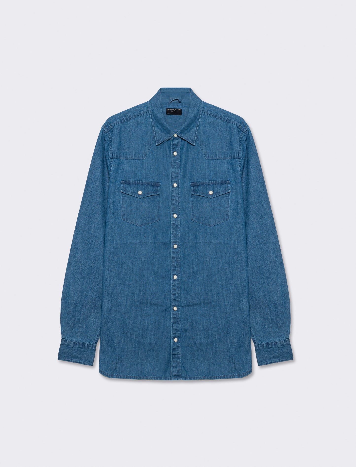 Men's Regular Fit Denim Shirt with Pockets - Blue