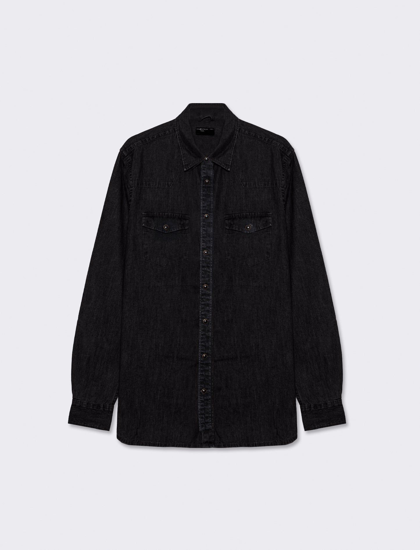 Men's Regular Fit Denim Shirt with Pockets - Black