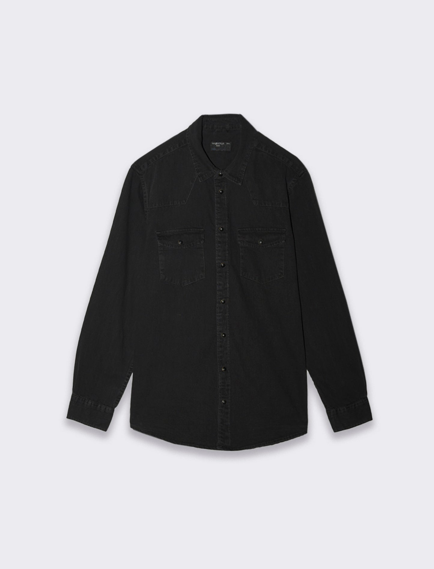 Men's Regular Fit Denim Shirt with Pockets - Black