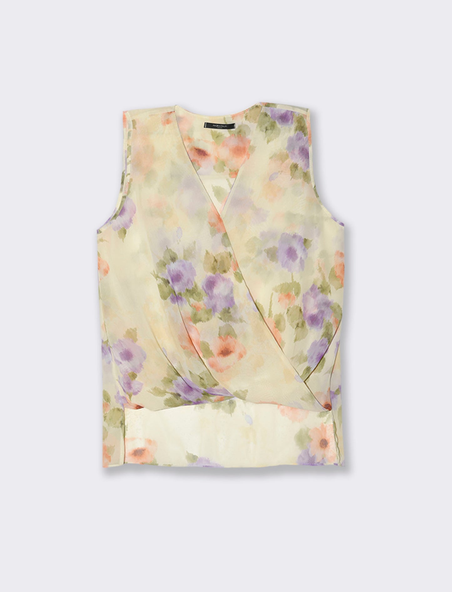 Top in fantasia in tessuto leggero - Giallo