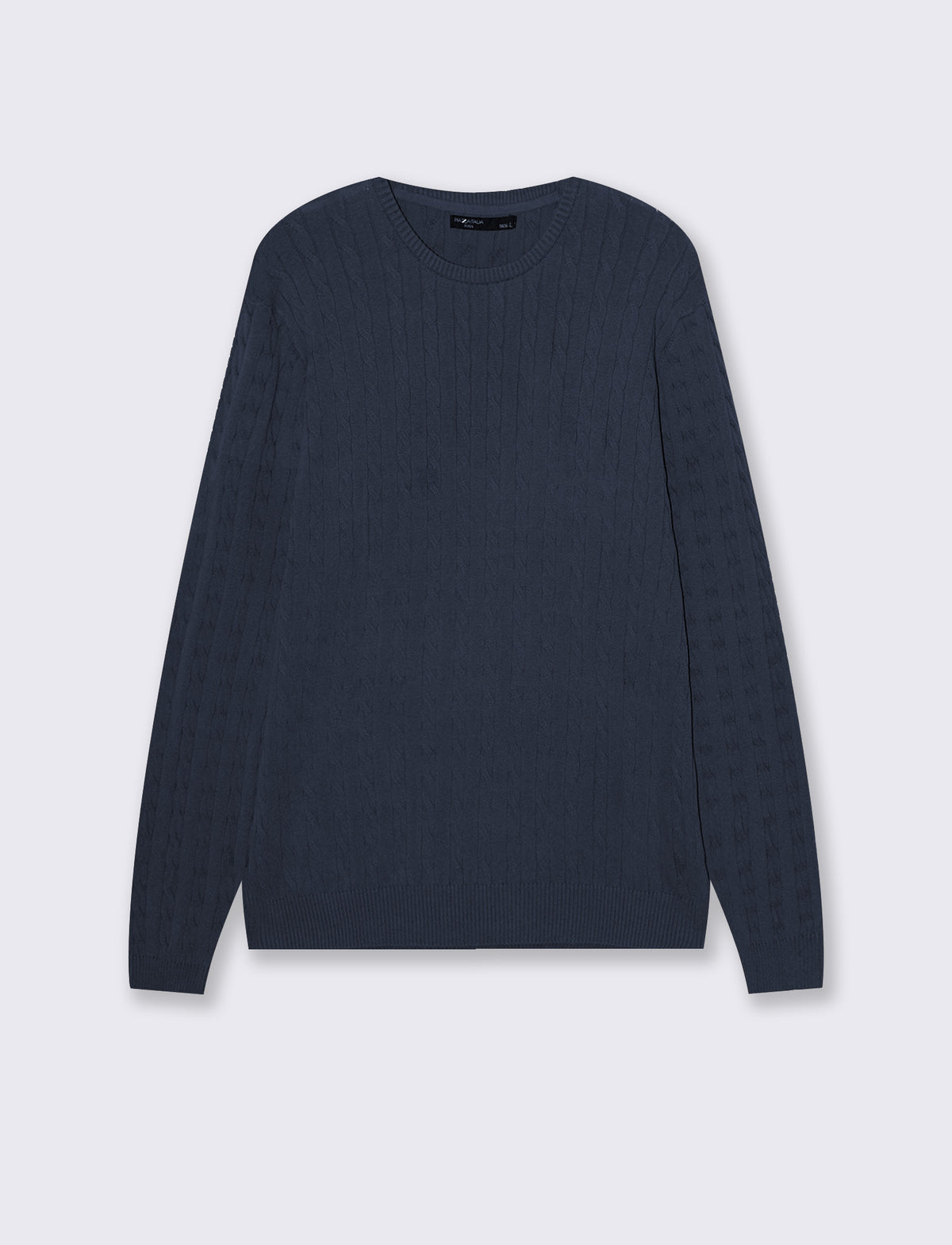 MAGLIA GIROCOLLO JACQUARD A TRECCE - Blu