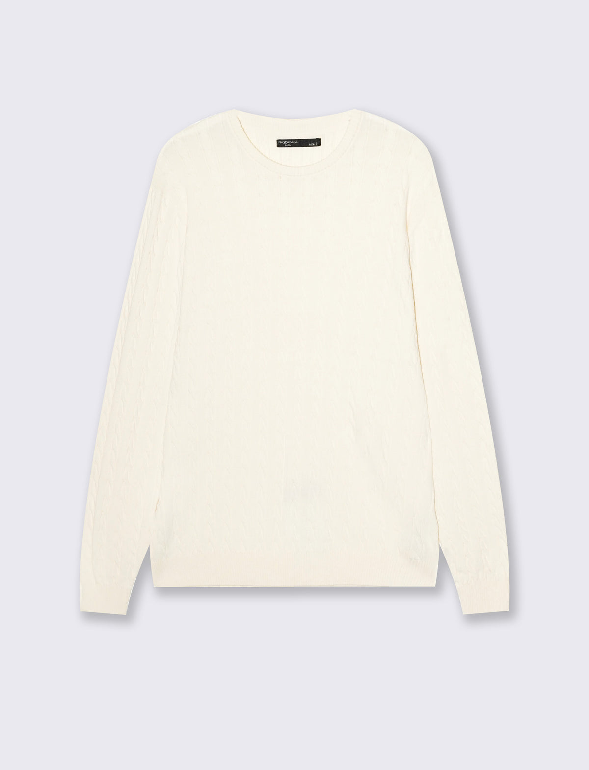 MAGLIA GIROCOLLO JACQUARD A TRECCE - Bianco panna
