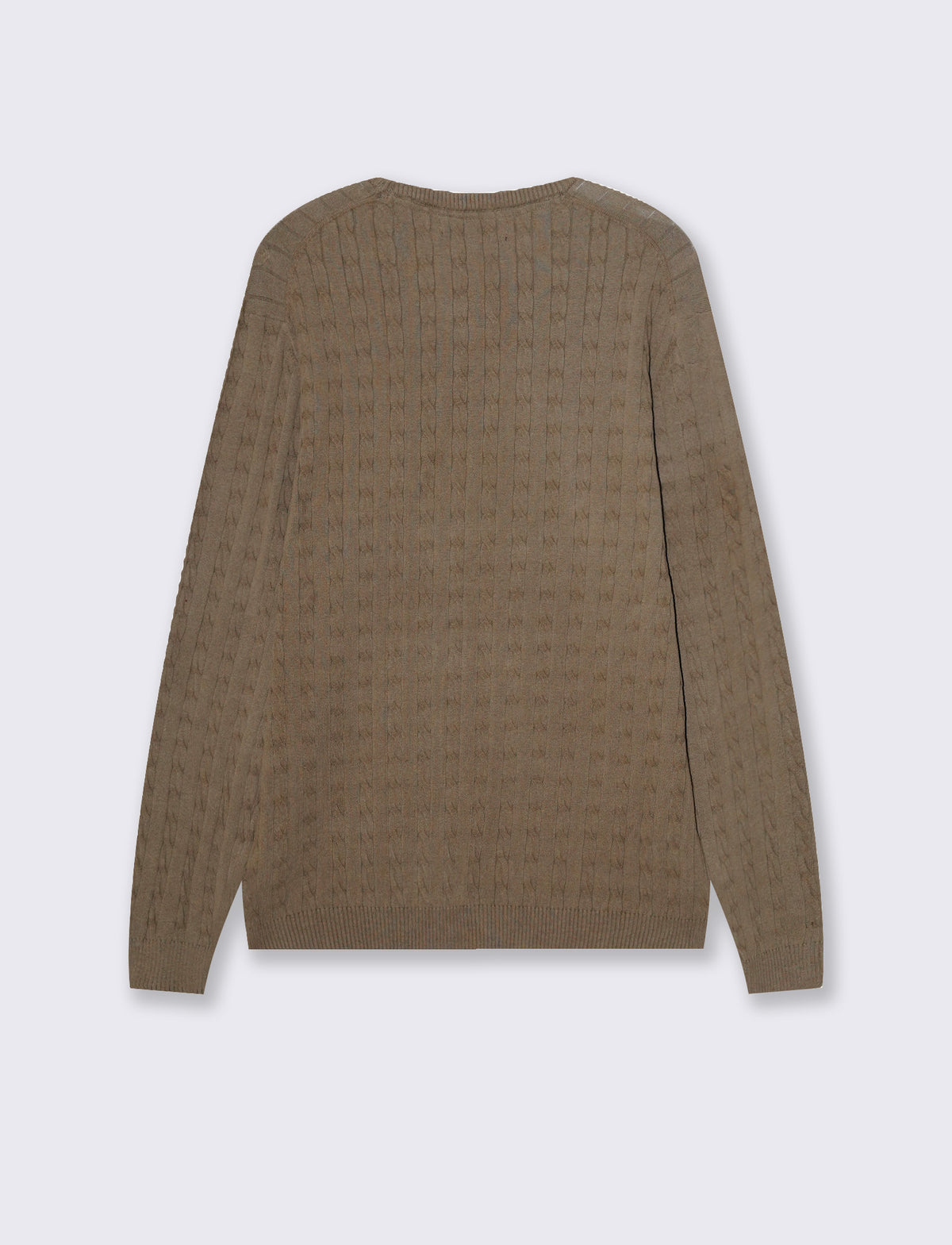 MAGLIA GIROCOLLO JACQUARD A TRECCE - Grigio fango