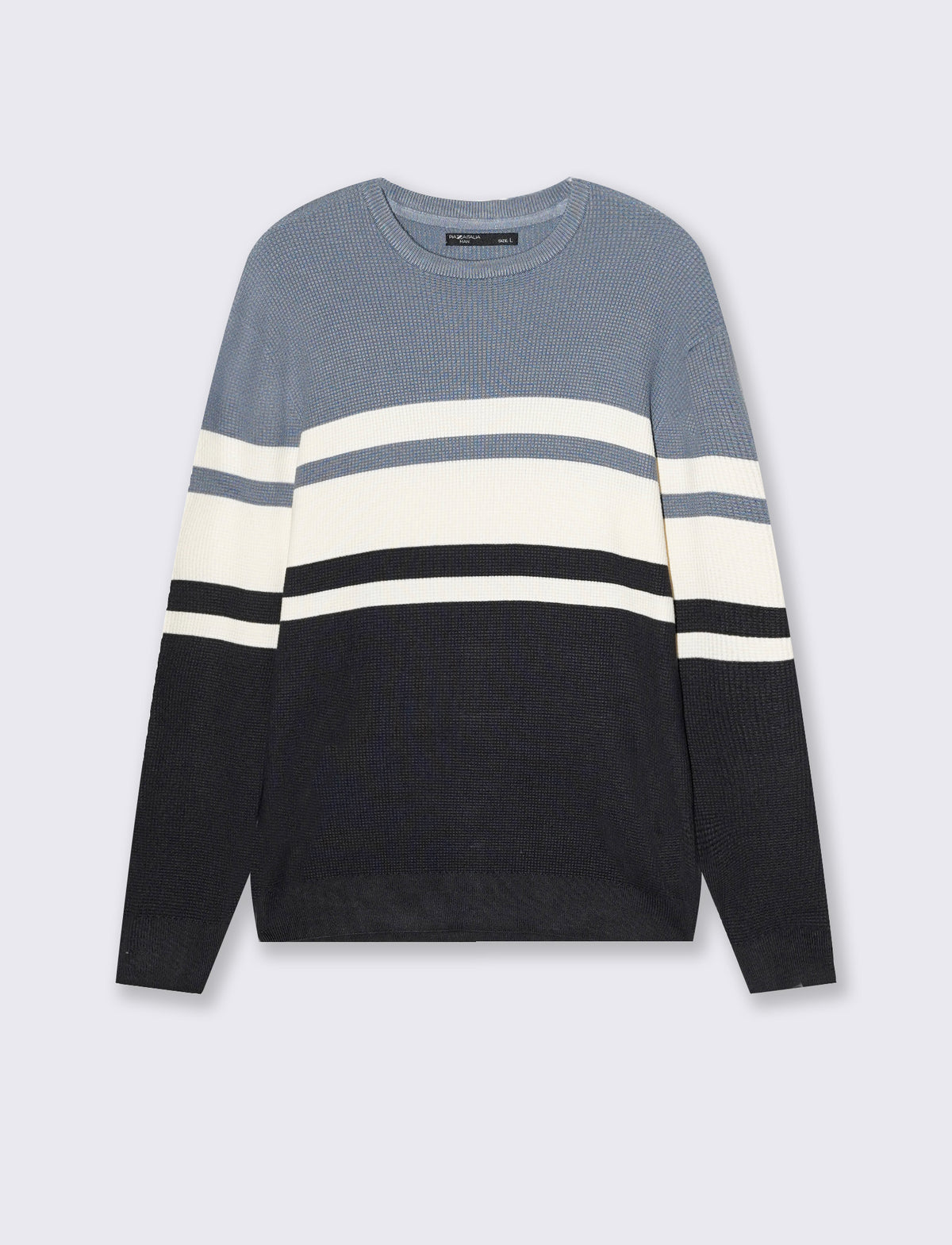 MAGLIA GIROCOLLO JACQUARD A FASCE - Blu