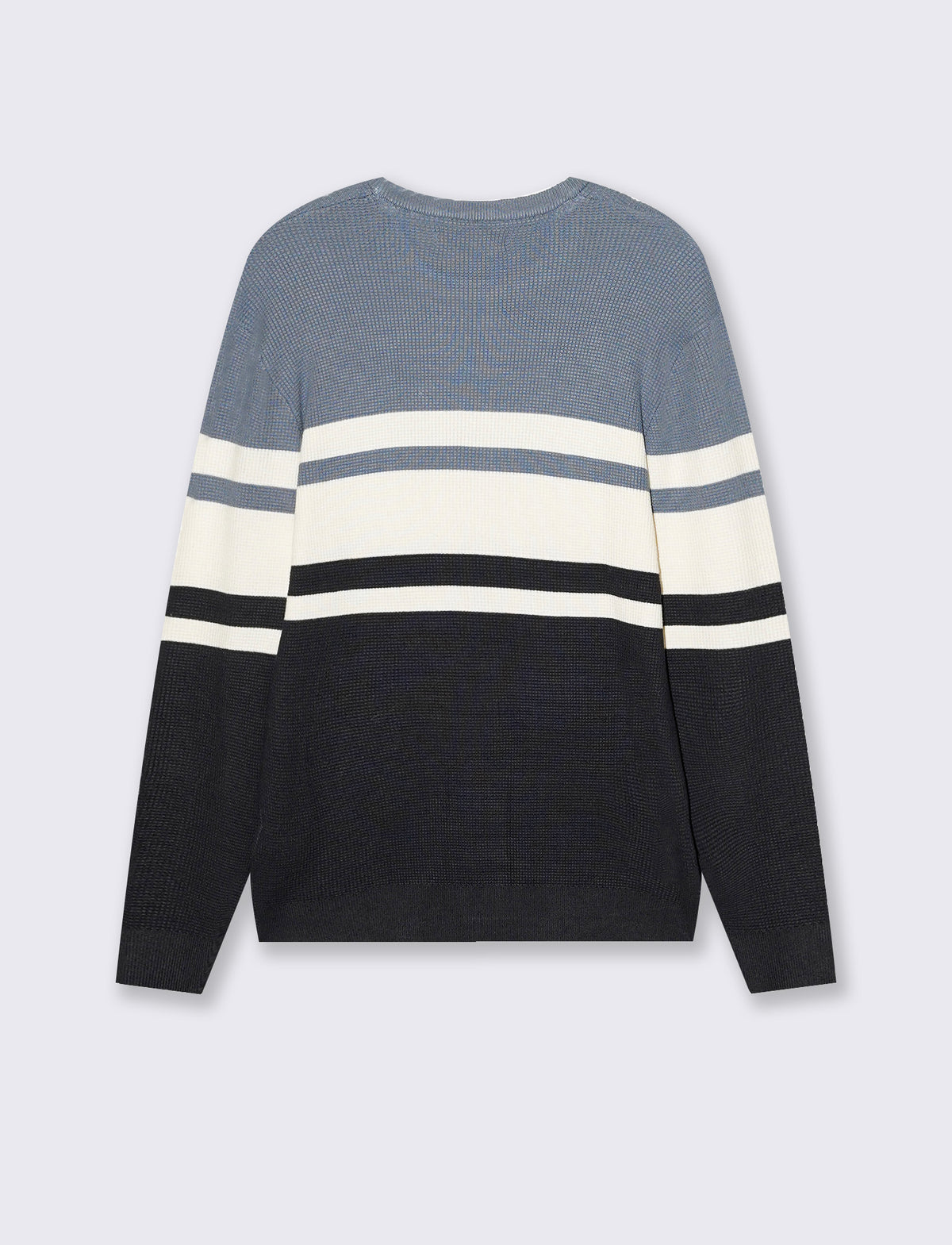 MAGLIA GIROCOLLO JACQUARD A FASCE - Blu