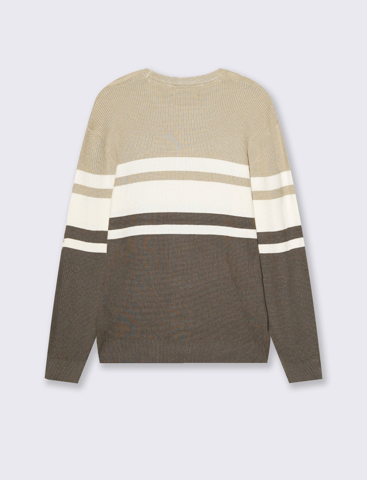 MAGLIA GIROCOLLO JACQUARD A FASCE - Grigio fango