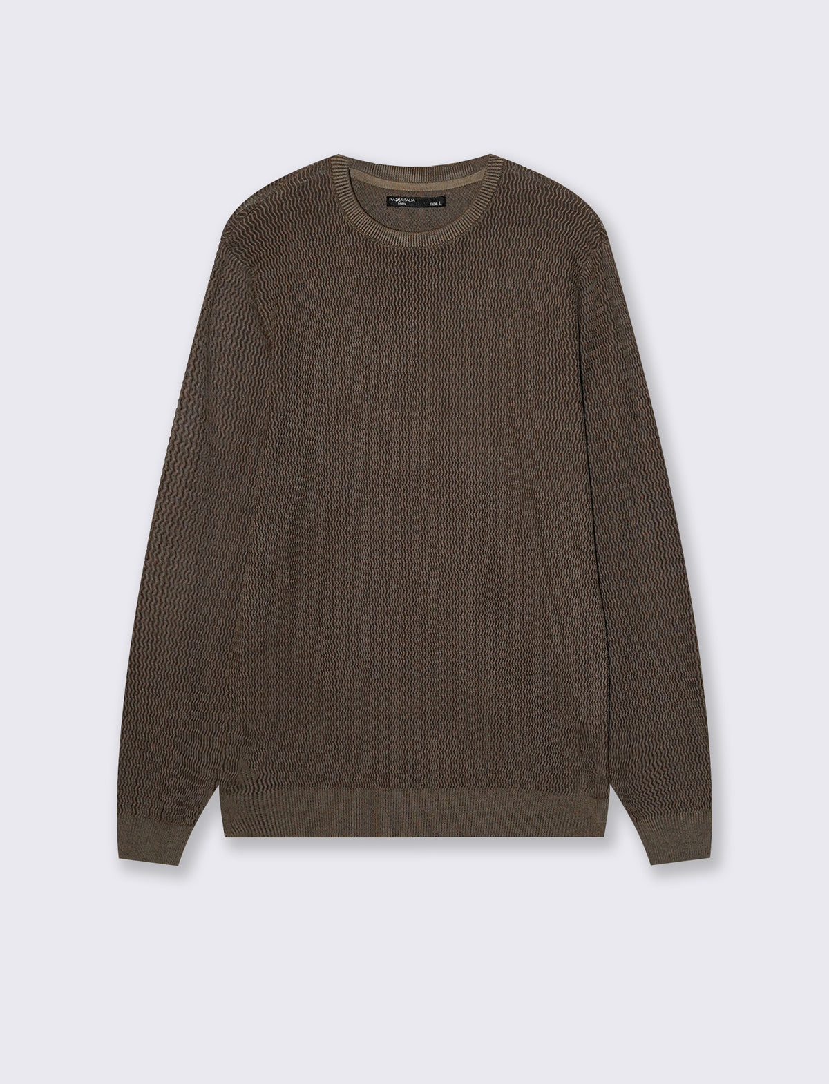 MAGLIA GIROCOLLO JACQUARD EFFETTO VANISè - Moro