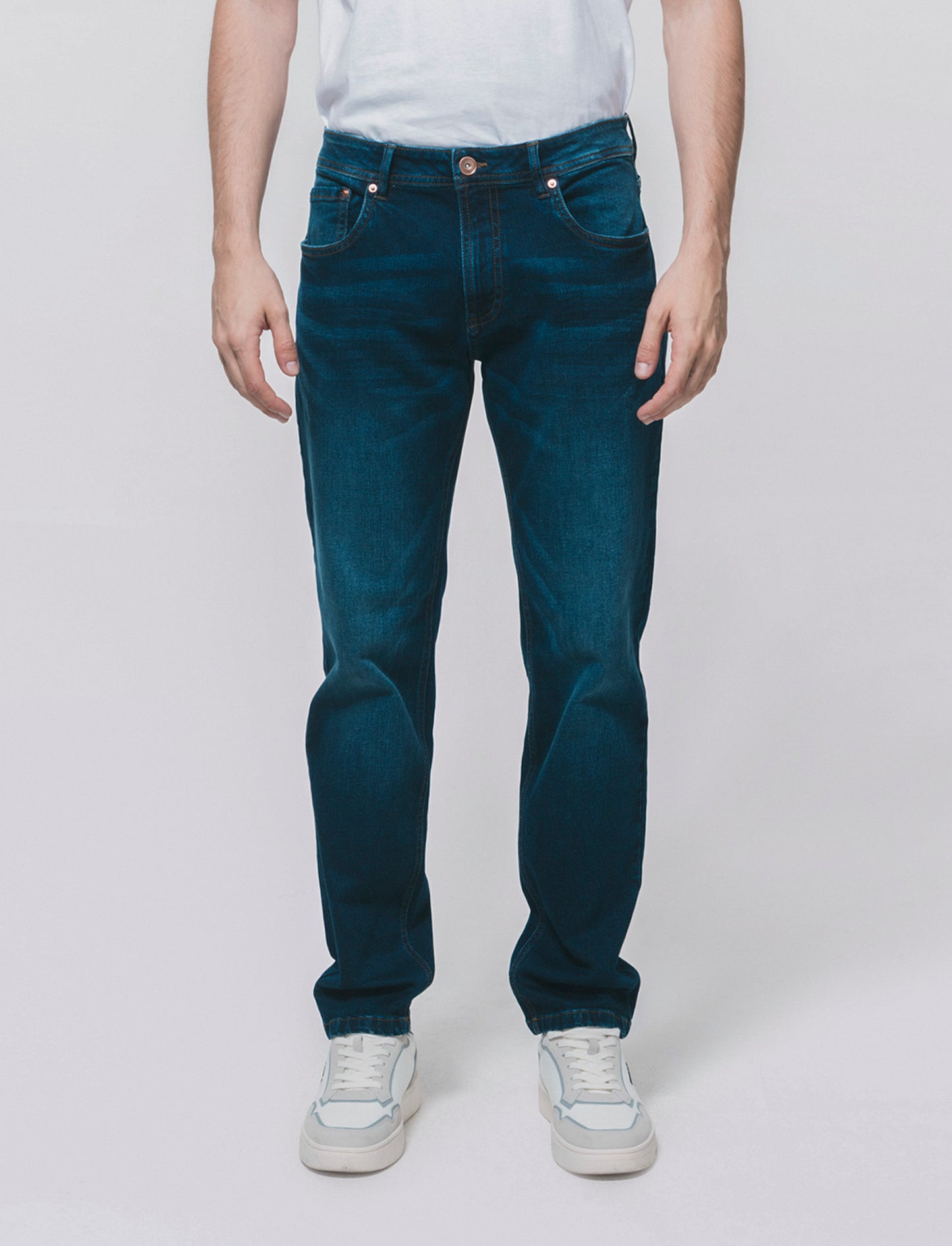 Dark blue slim fit jeans with a washed effect - Blue