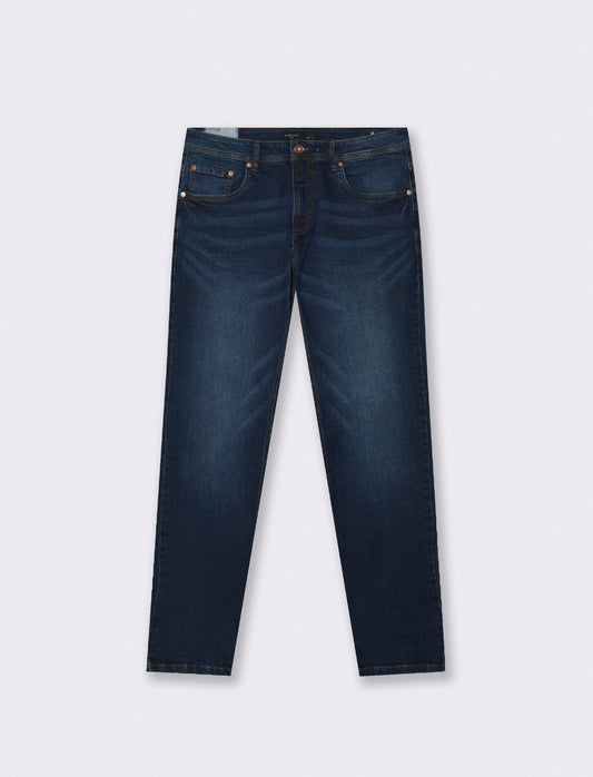 Jeans slim fit blu scuro effetto slavato - DENIM SCURO