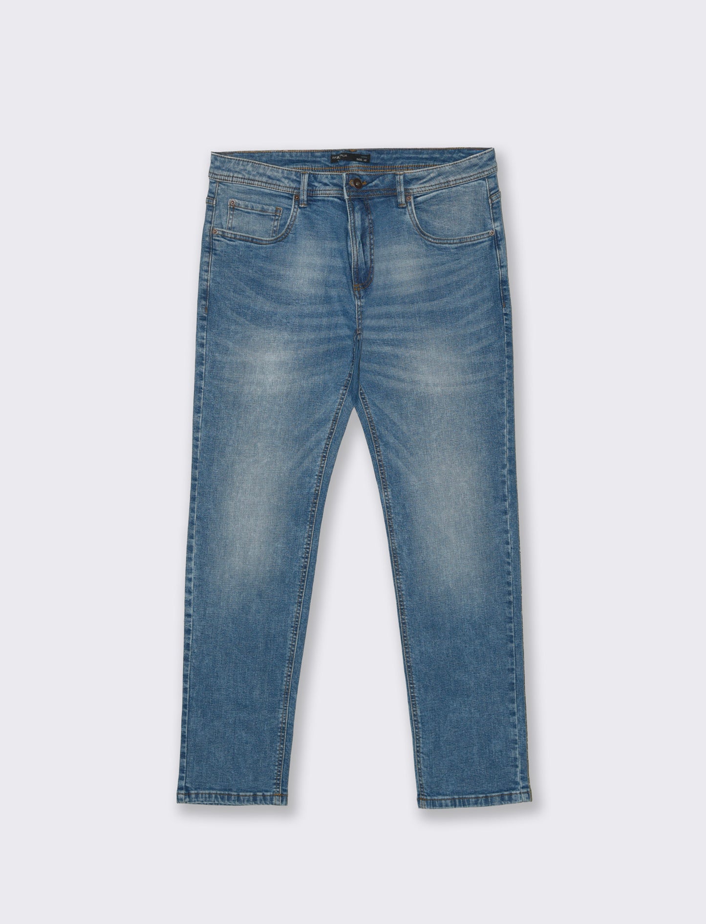 Jeans Slim Fit Blu Medio Effetto Slavato - Denim