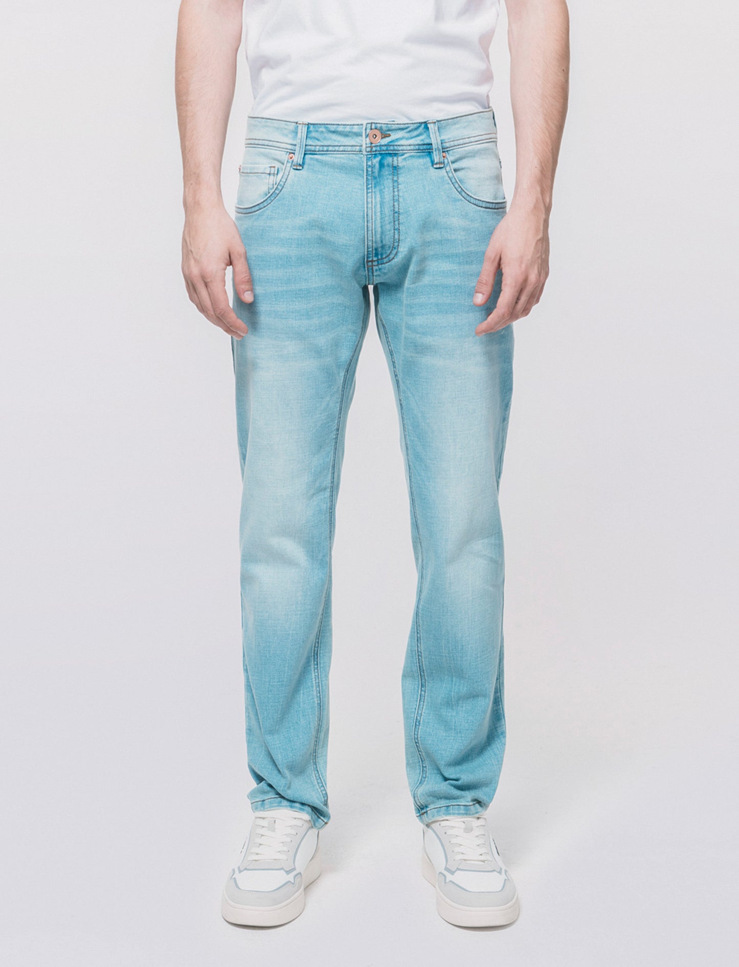 Jeans slim fit blu chiaro effetto slavato - Denim chiaro
