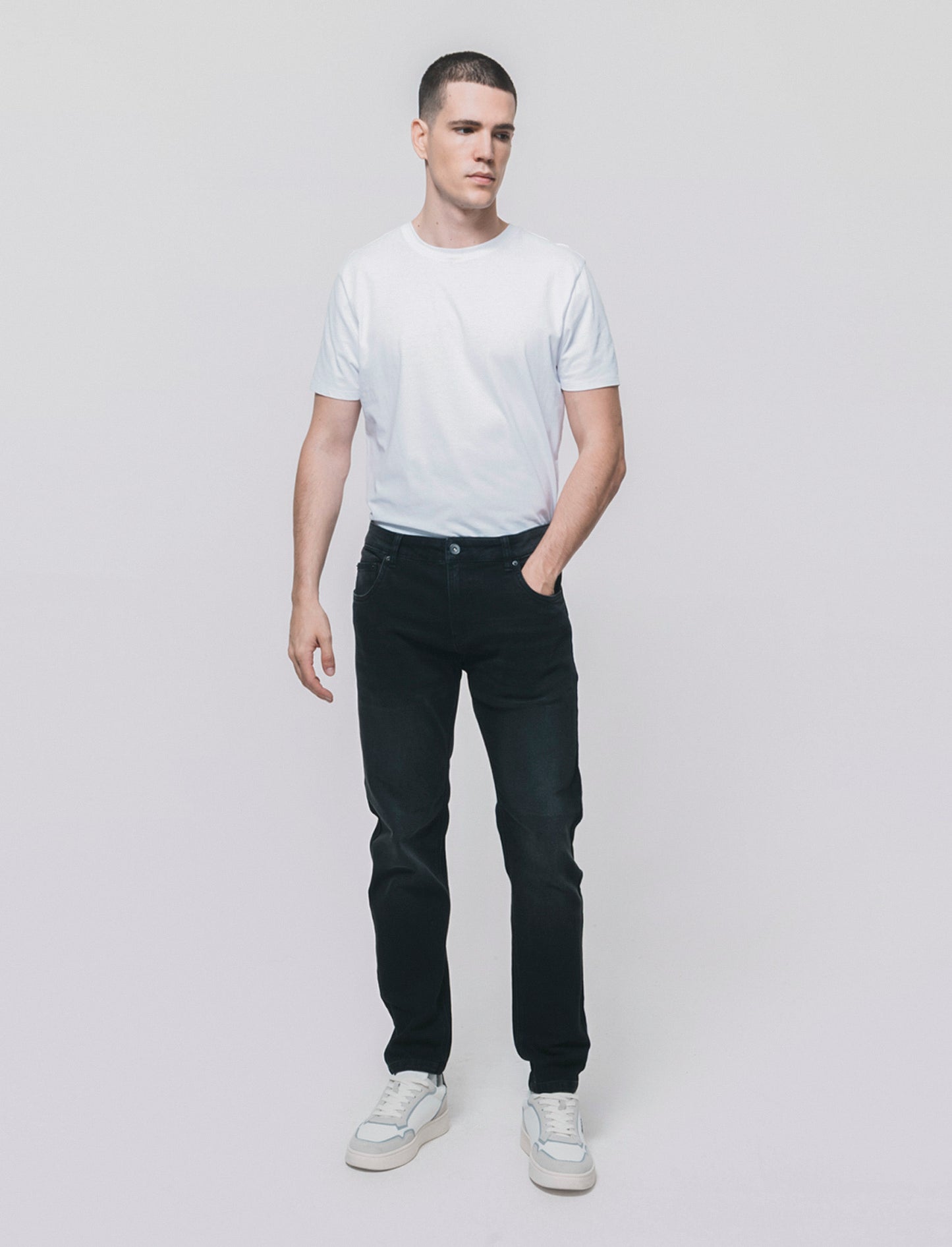 Jeans skinny fit nero effetto slavato - Nero