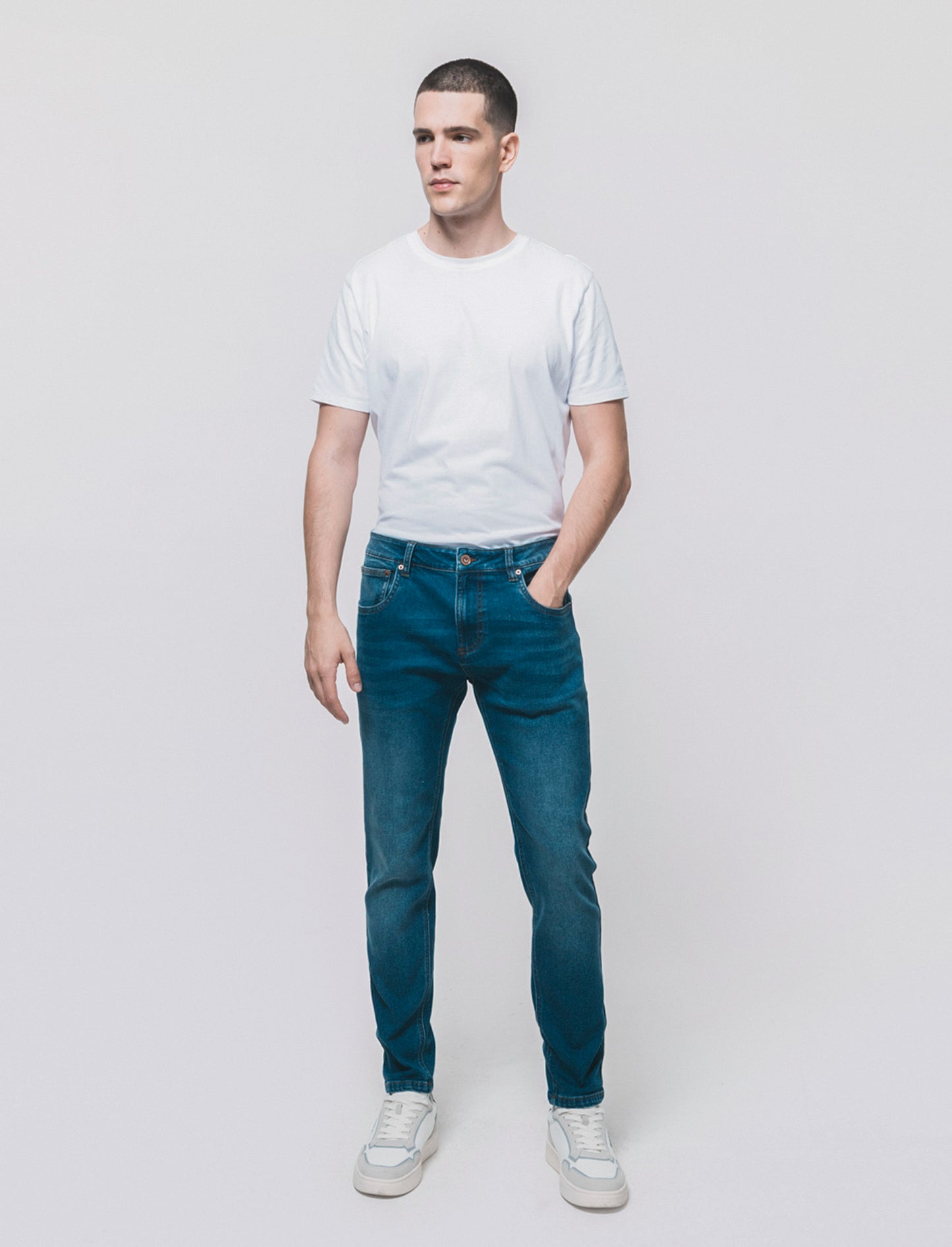Jeans skinny fit blu scuro effetto slavato - DENIM SCURO