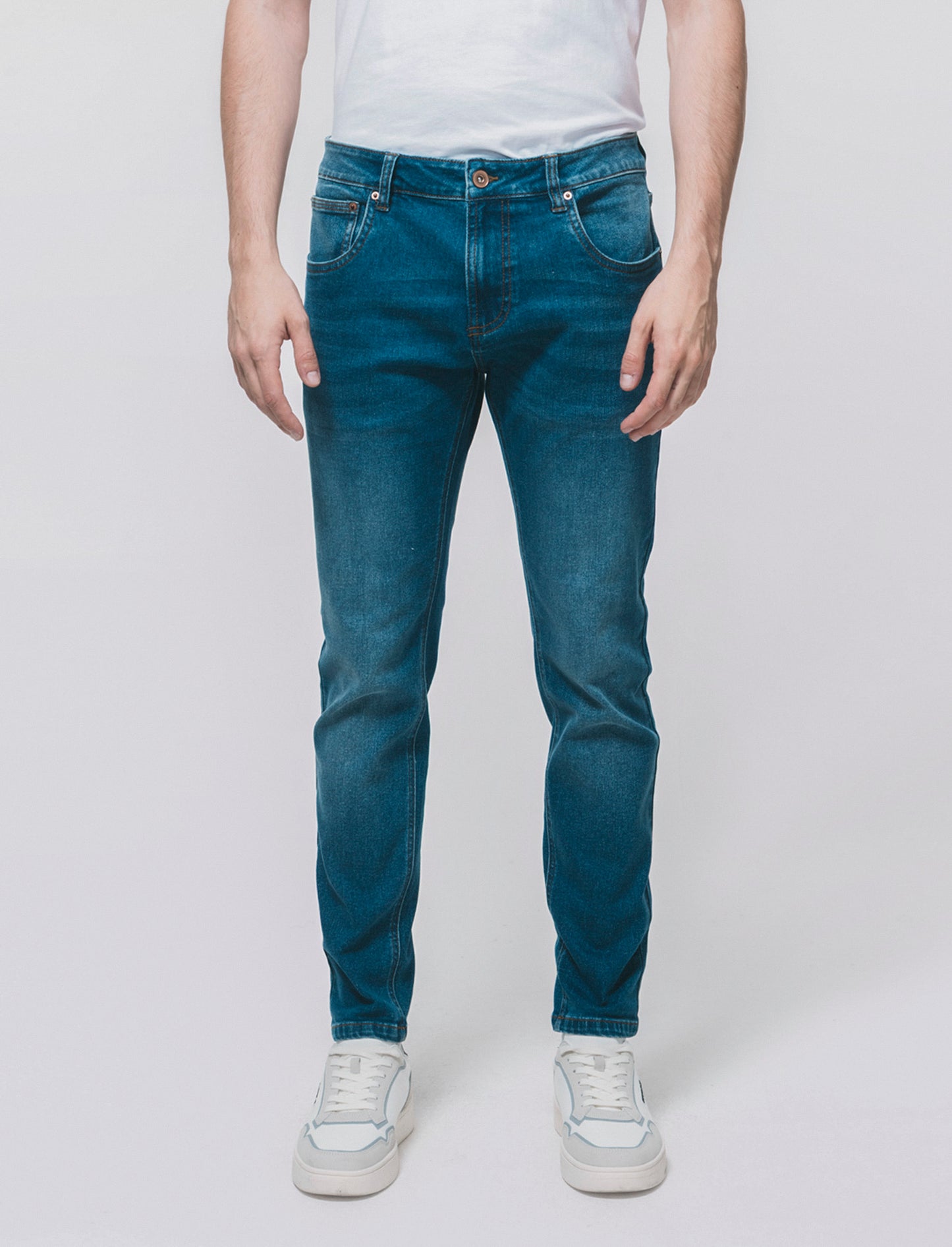 Jeans skinny fit blu scuro effetto slavato - DENIM SCURO