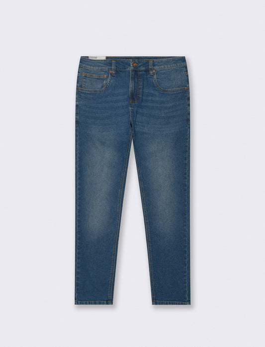 Dark blue skinny fit jeans with a washed effect - Blue