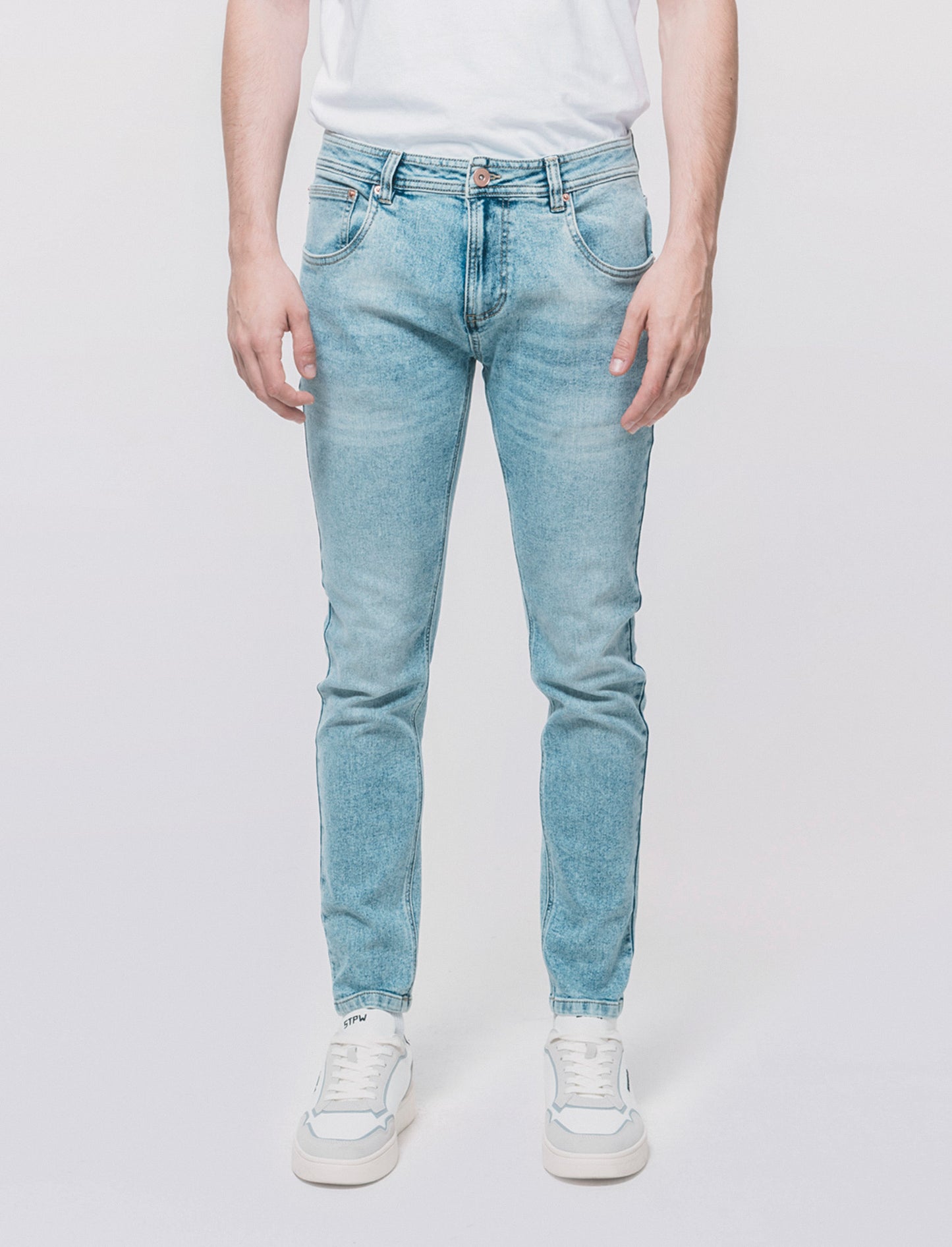 Light blue skinny fit jeans with a faded effect - Blue