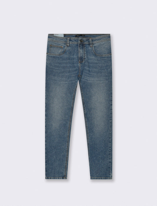 Medium Blue Slim Fit Jeans with Faded Effect - Blue