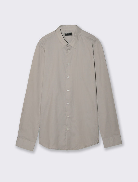 Camicia Slim Fit Easy Iron in Cotone - Grigio