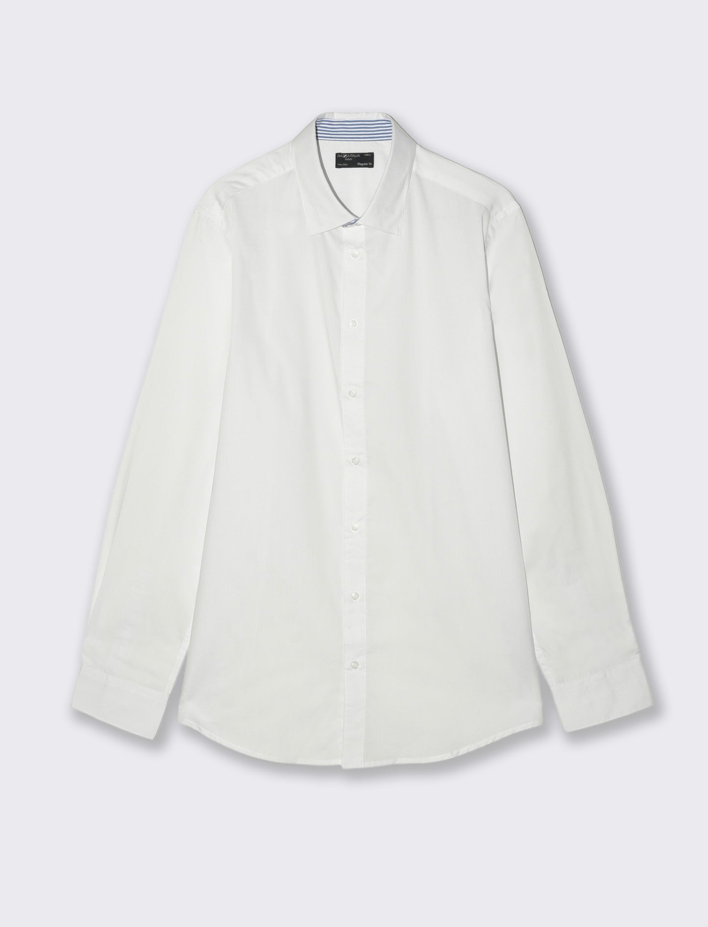Camicia Regular Fit Easy Iron Unita e Fantasia - Bianco