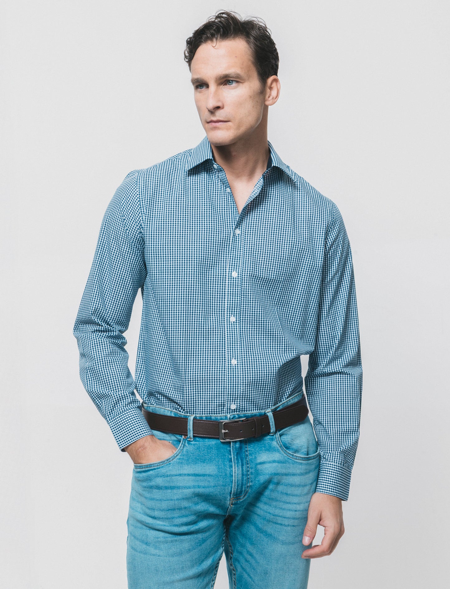 Camicia Regular Fit Easy Iron Unita e Fantasia - navy