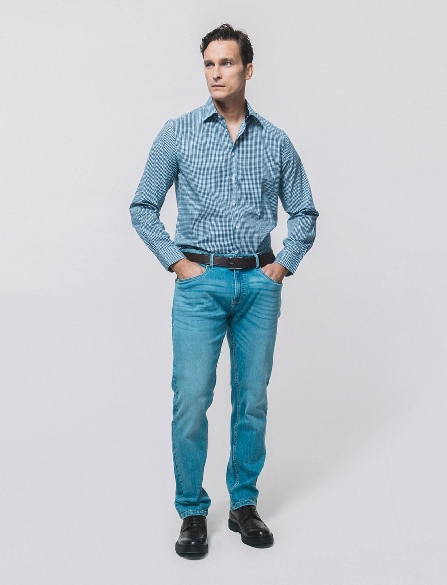 Camicia Regular Fit Easy Iron Unita e Fantasia - navy