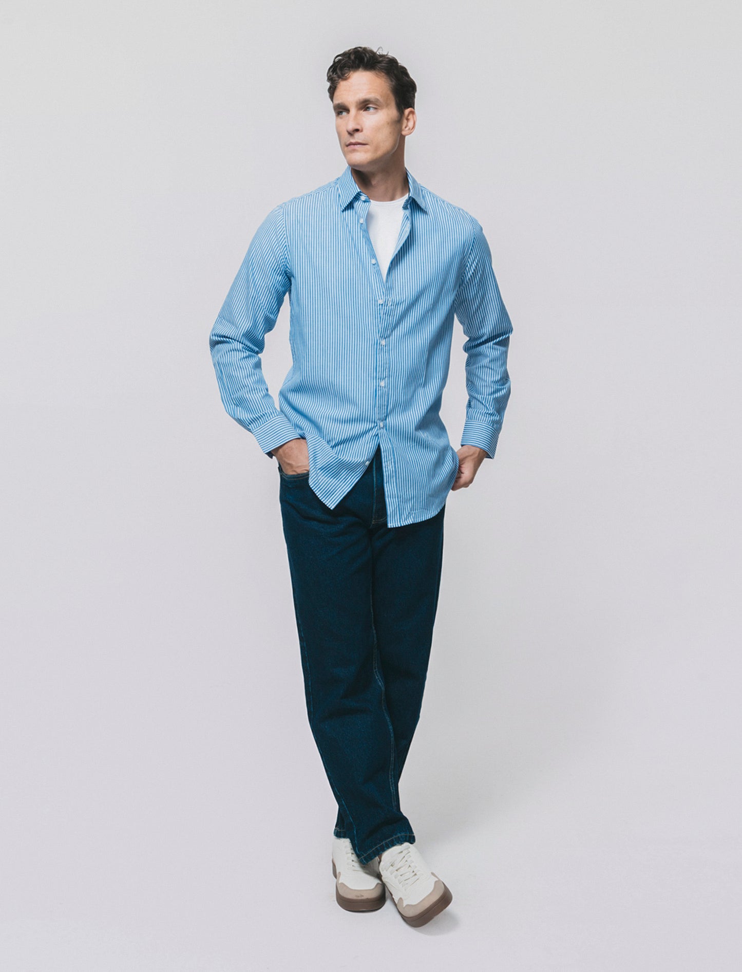 Regular Fit Easy Iron Solid and Patterned Shirt - Blue