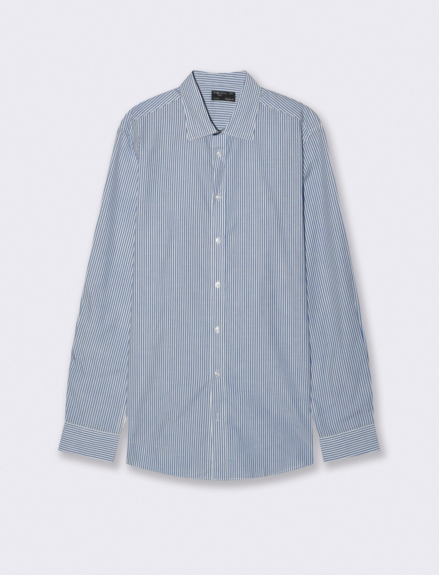Camicia Regular Fit Easy Iron Unita e Fantasia - Bluette