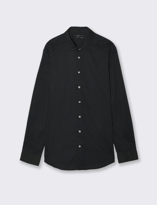 Camicia Regular Fit Easy Iron Collo Francese - Nero