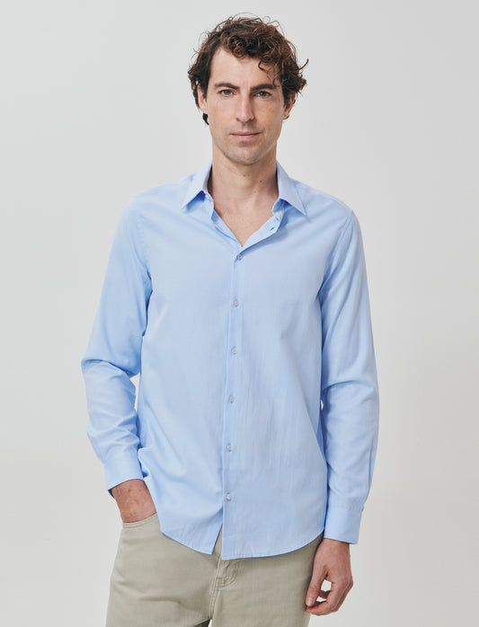 Camicia Oxford Regular Fit in Cotone - Celeste