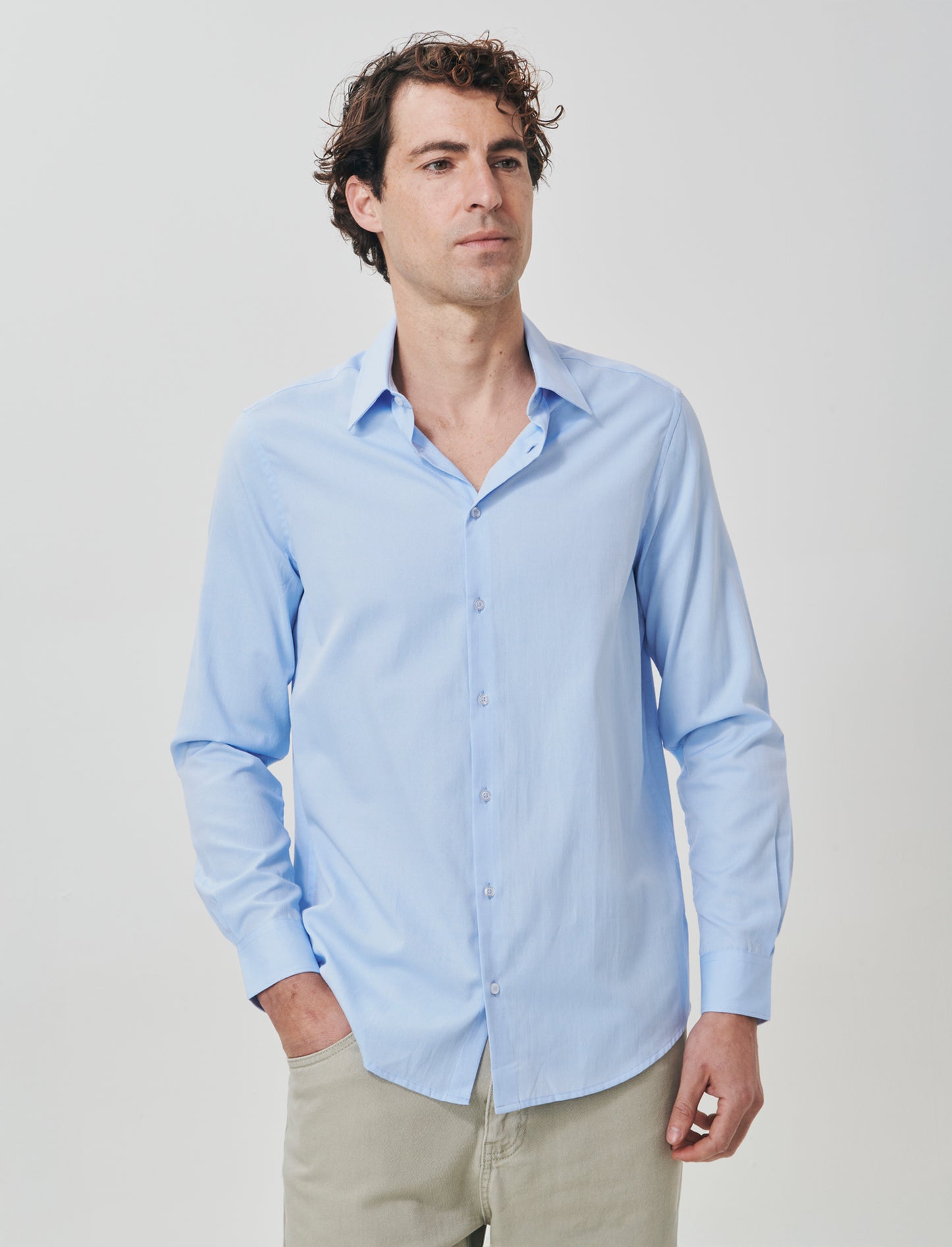 Camicia Oxford Regular Fit in Cotone - Celeste