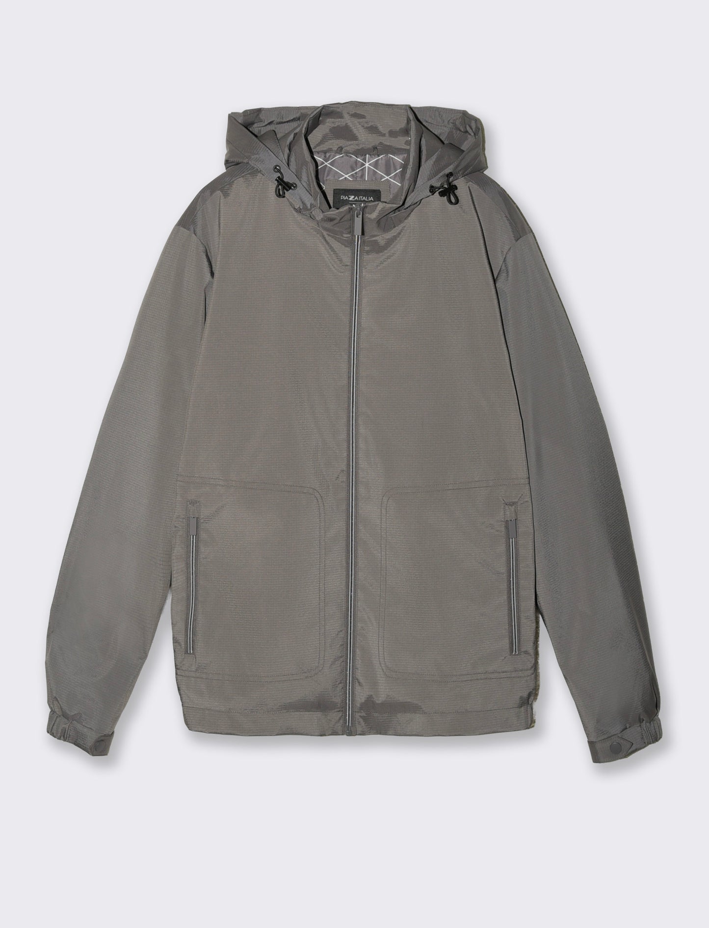 Windbreaker Jacket with Adjustable Hood - Grey