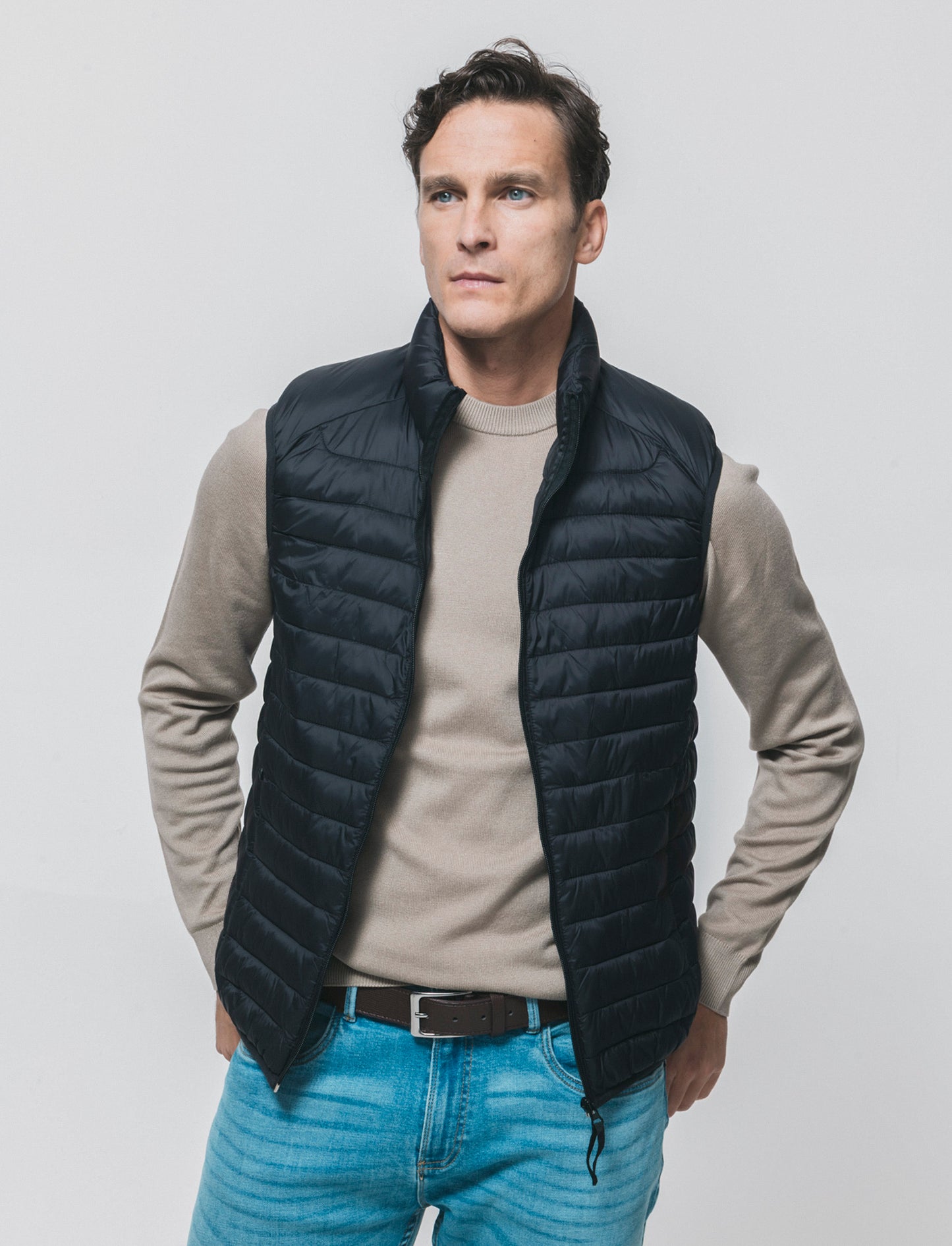 Giubbotto Gilet Piumino Imbottito Collo Alto - Nero