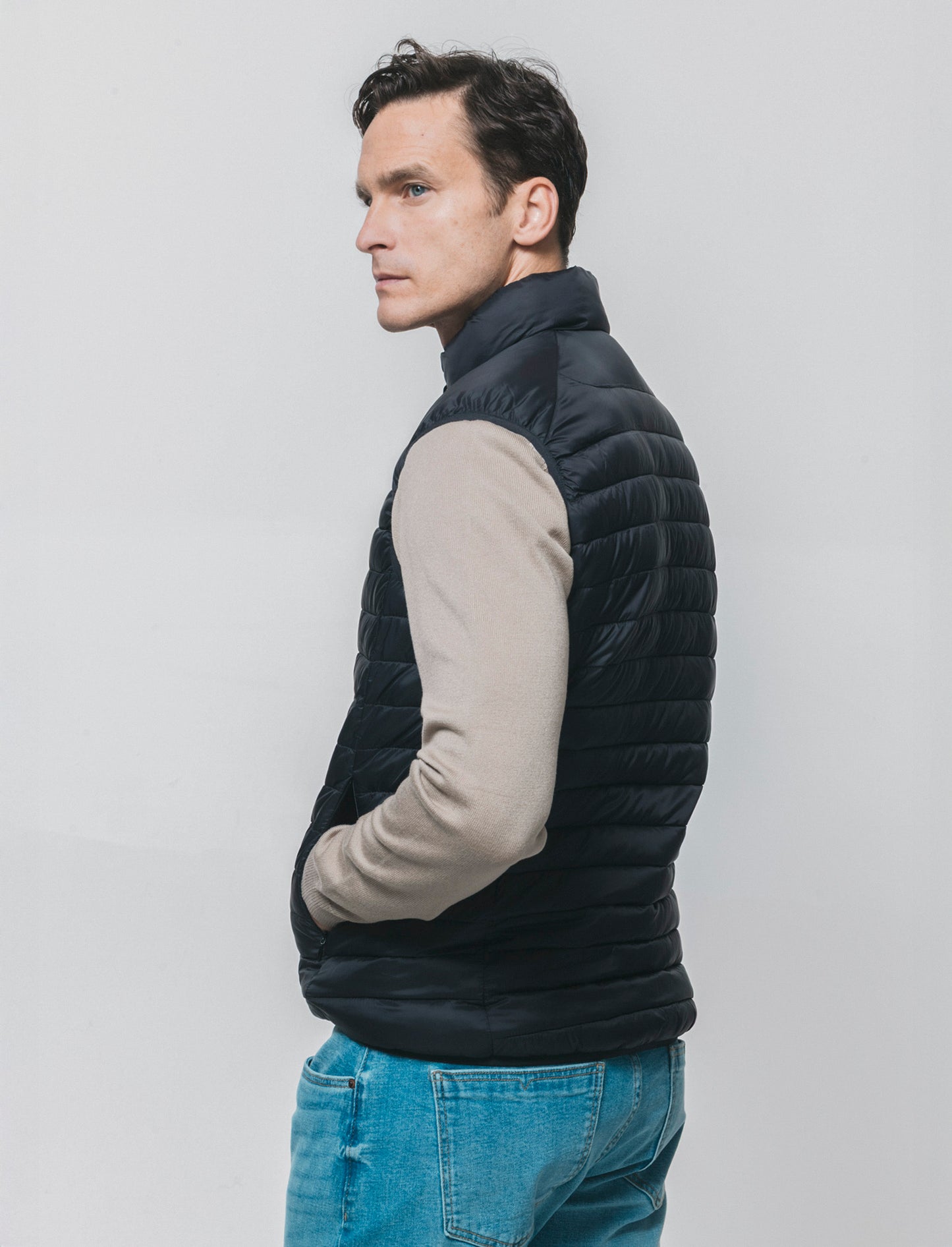 Giubbotto Gilet Piumino Imbottito Collo Alto - Nero