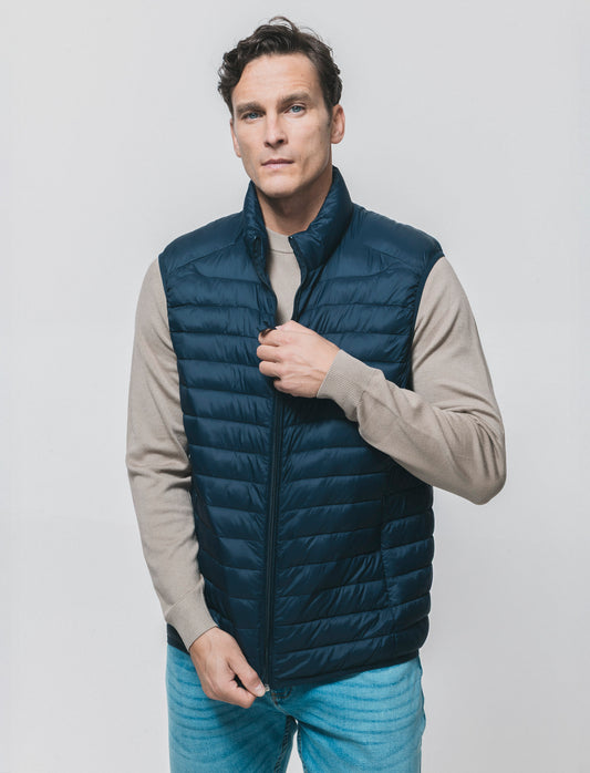 Giubbotto Gilet Piumino Imbottito Collo Alto - Blu