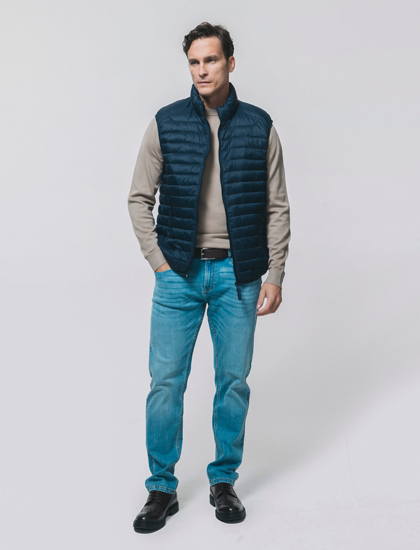 Giubbotto Gilet Piumino Imbottito Collo Alto - Blu