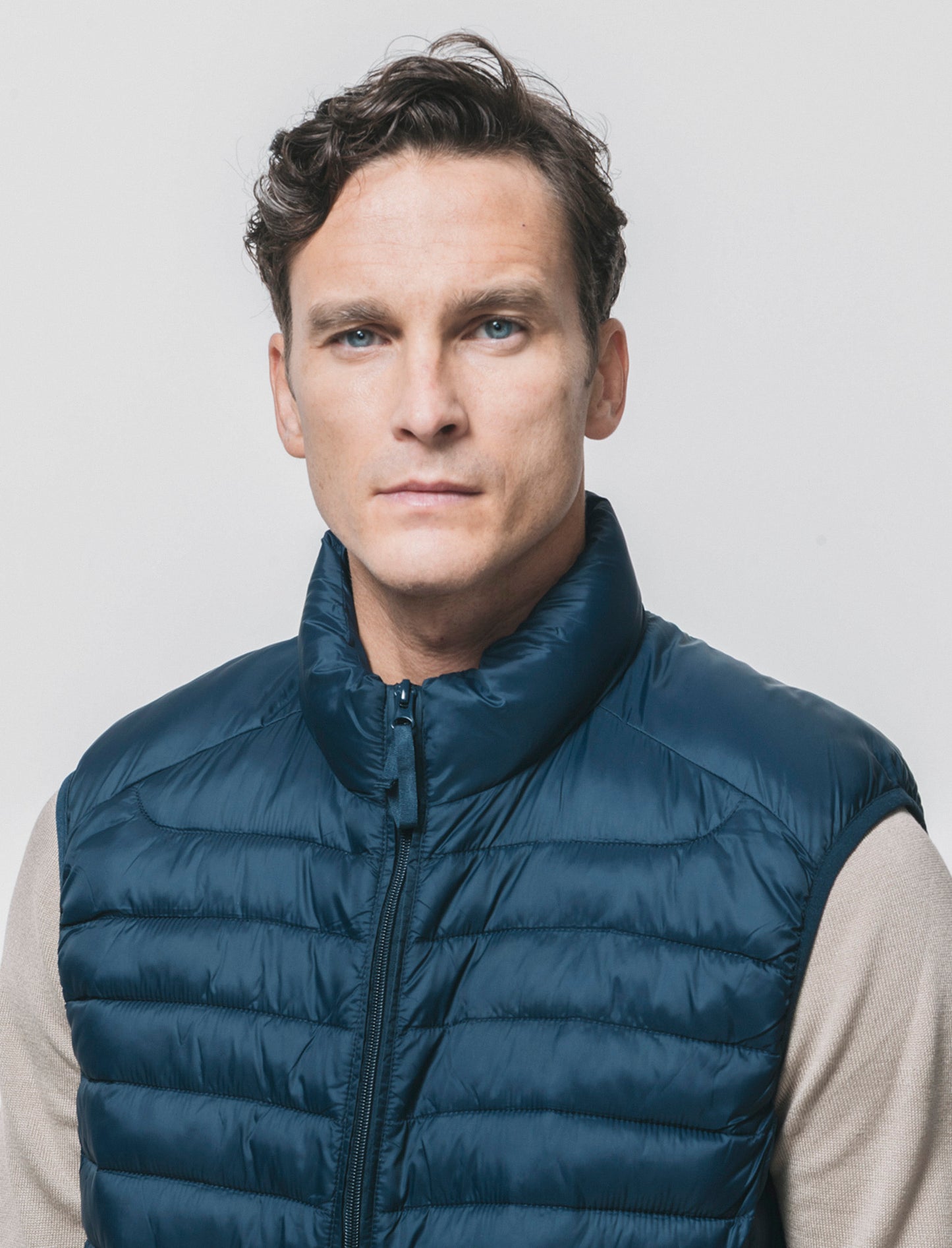 Giubbotto Gilet Piumino Imbottito Collo Alto - Blu