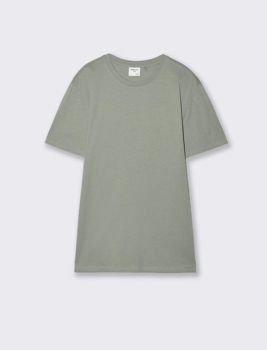 T-shirt girocollo in cotone regular fit - Verde salvia