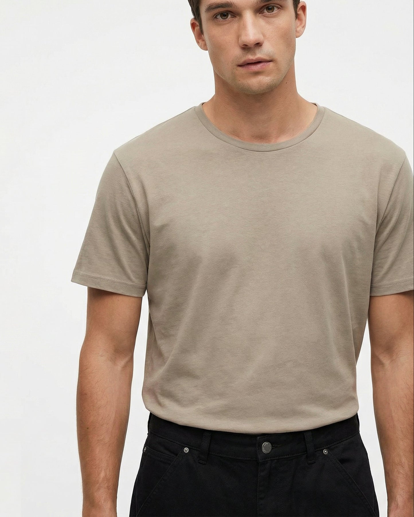 T-shirt slim fit in cotone elasticizzato - Grigio