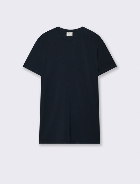 T-shirt slim fit in cotone elasticizzato - Blu notte