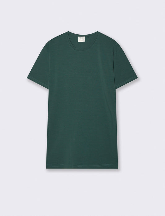 T-shirt slim fit in cotone elasticizzato - Verde petrolio