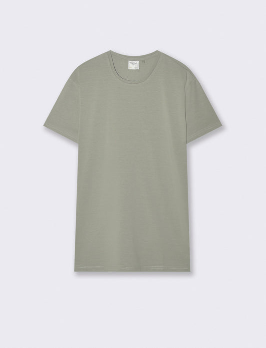 T-shirt slim fit in cotone elasticizzato - Verde salvia