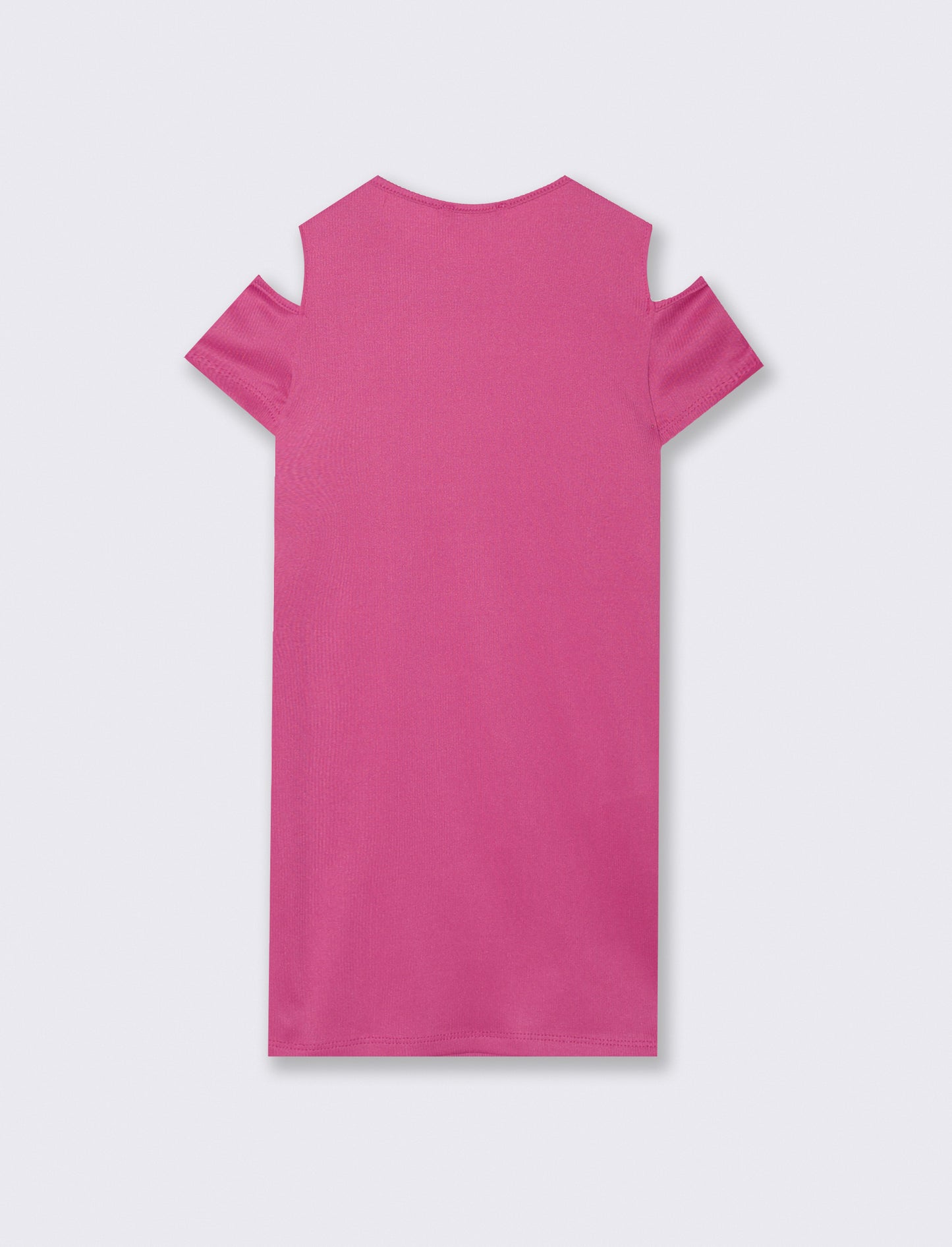 Abito estivo da bambina in costina elastica. - Fuxia