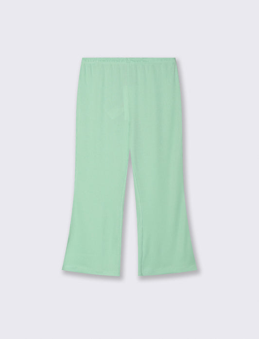 Leggings in costina modello flare. - Verde