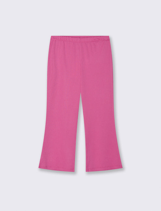 Leggings in costina modello flare. - Fuxia