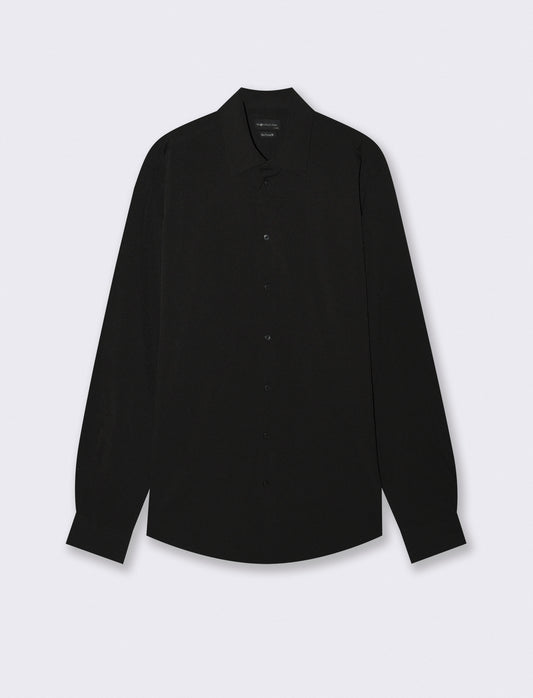 Camicia Slim Fit in Tessuto Tecnico - Nero
