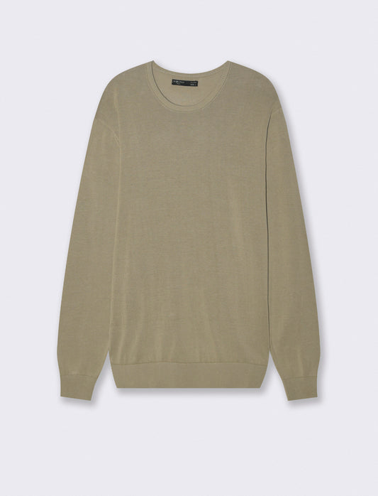 Maglia girocollo in puro cotone premium - Verde salvia