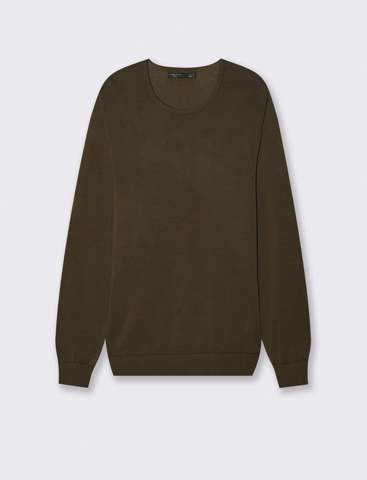 Maglia girocollo in puro cotone premium - Moro