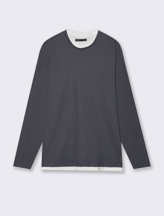 Maglia girocollo waffel in misto cotone - Avion