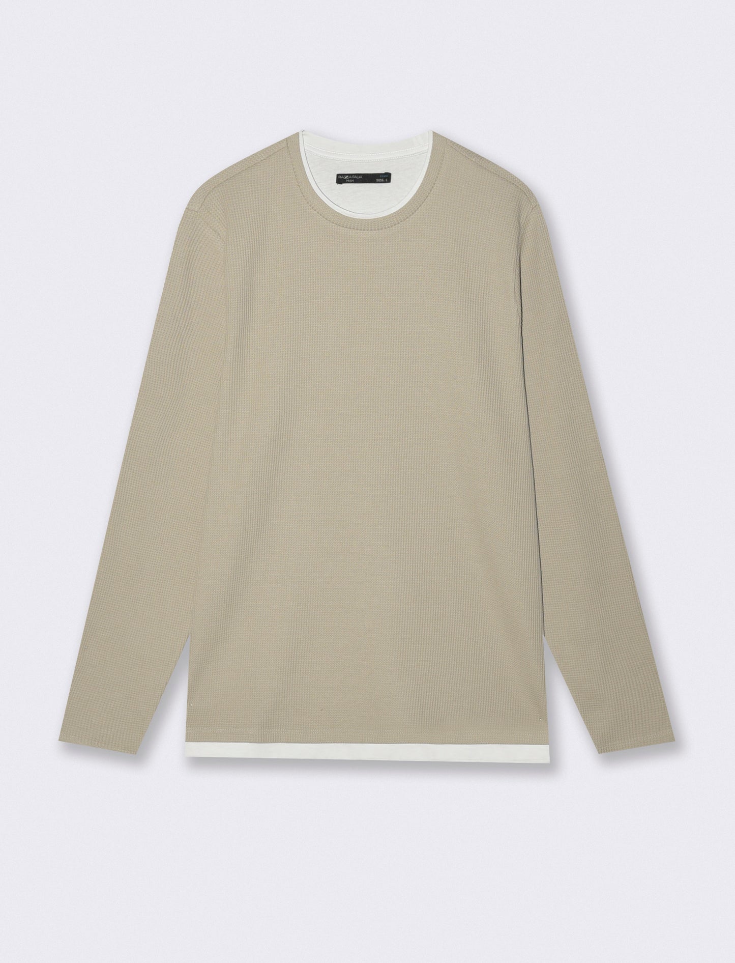 Maglia girocollo waffel in misto cotone - Grigio stone