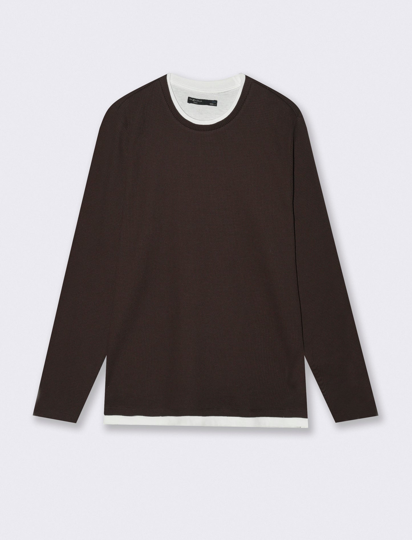 Maglia girocollo waffel in misto cotone - Moro